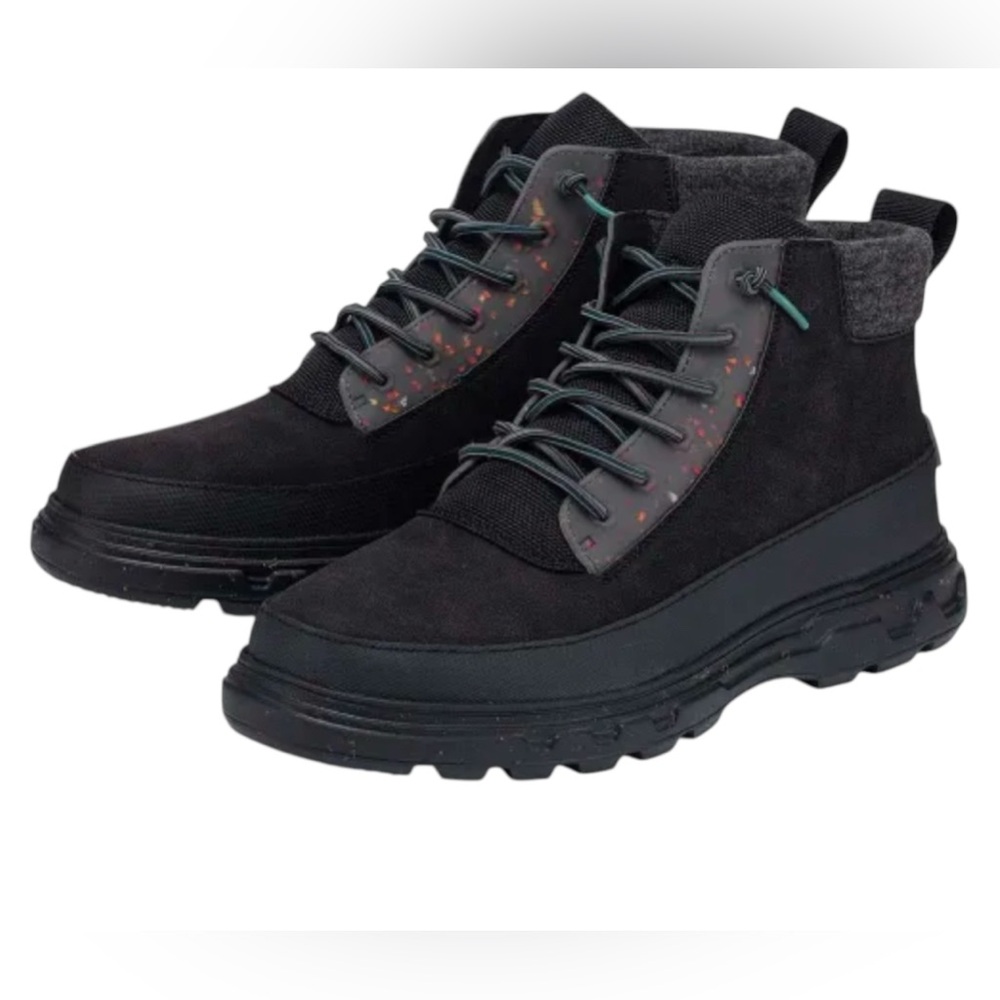 Hey Dude Black and Gray Men's Mid Ankle Lace Up Boots Size 13 NWOB - Picture 2 of 4